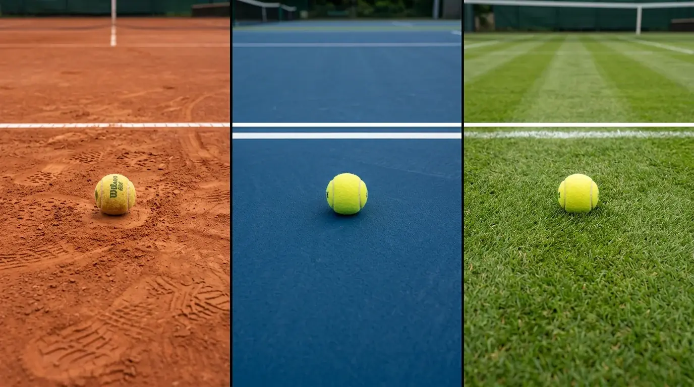 Tennisplatz-Vergleich Sand Hartplatz Rasen für Wettanalyse